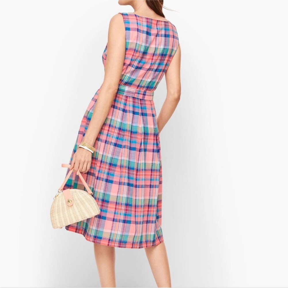 Talbots Pink & Blue Madras Plaid Sleeveless Dress - Picture 3 of 16